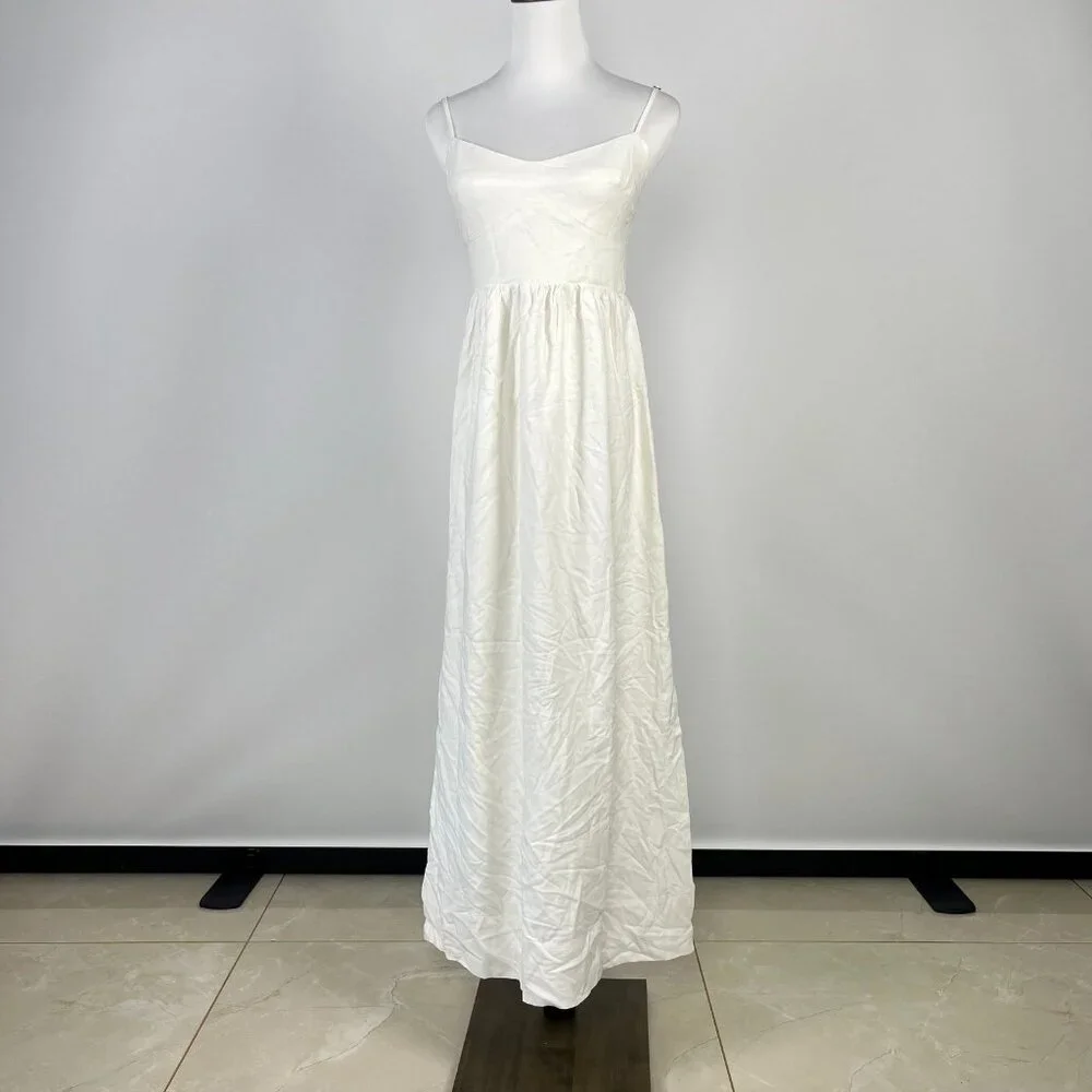 NWOT Farm Rio Linen Blend White Sleeveless Maxi Dress Size S - Picture 4 of 15